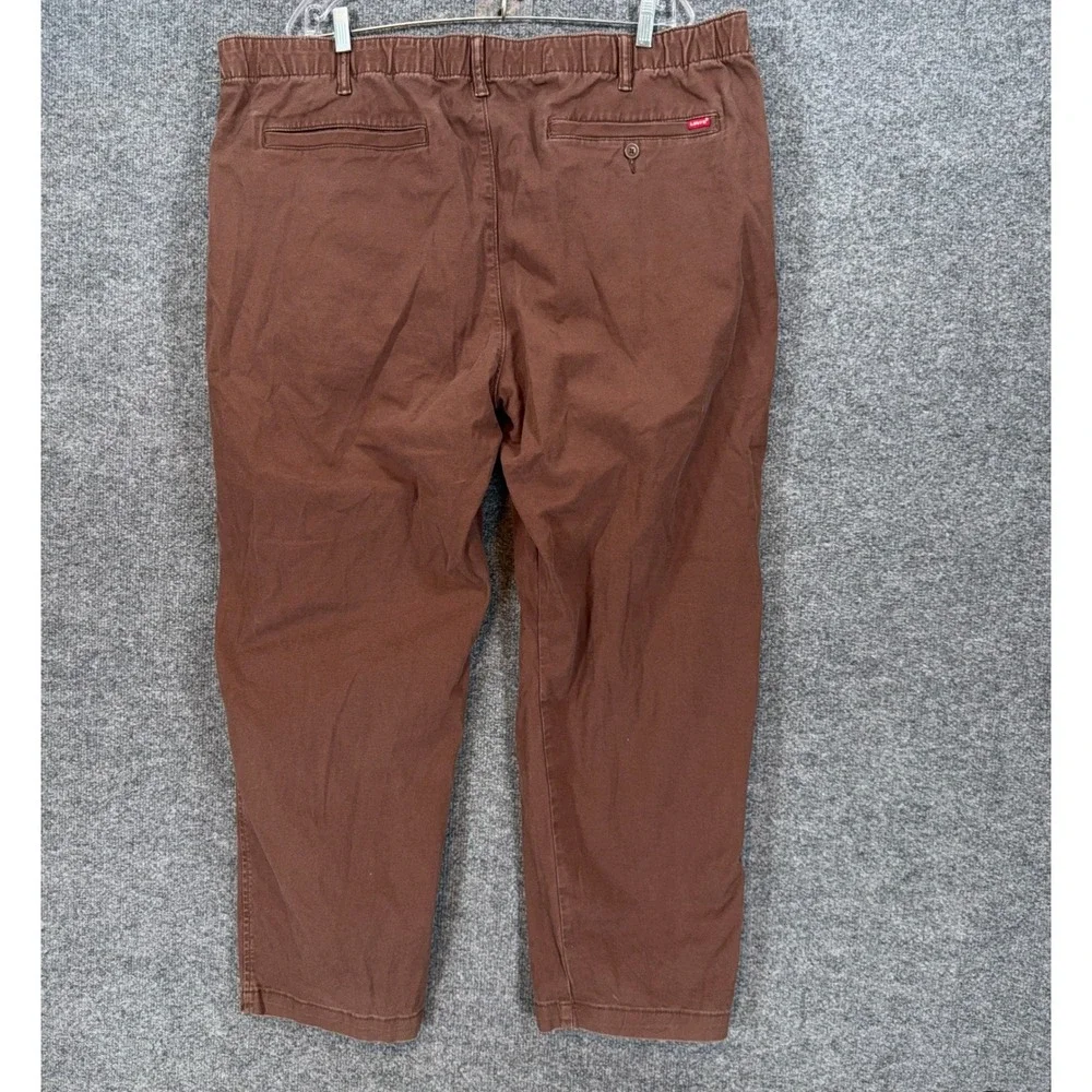 Levis XX Chino EZ Pants Mens XXL Brown Stretch Waist Tapered Casual Stretch